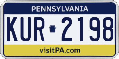 PA license plate KUR2198