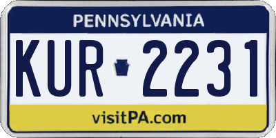 PA license plate KUR2231