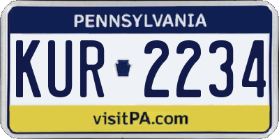 PA license plate KUR2234