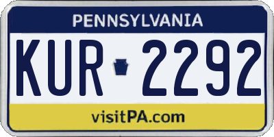PA license plate KUR2292