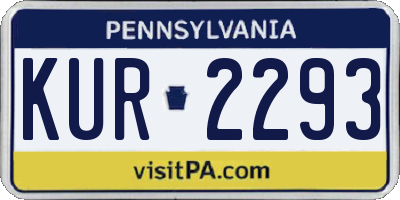 PA license plate KUR2293