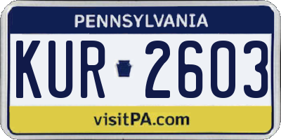 PA license plate KUR2603