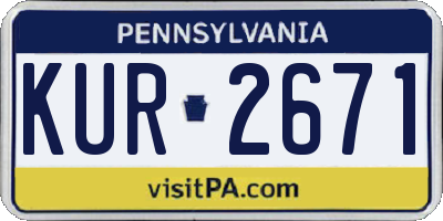 PA license plate KUR2671