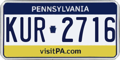 PA license plate KUR2716