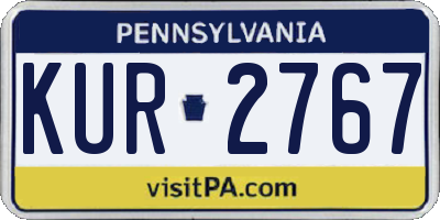 PA license plate KUR2767