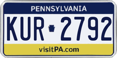 PA license plate KUR2792