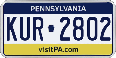 PA license plate KUR2802