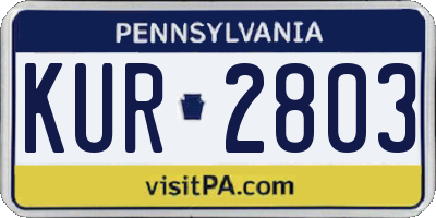 PA license plate KUR2803