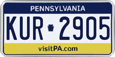 PA license plate KUR2905
