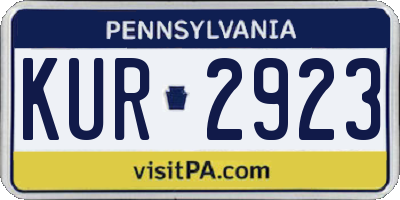 PA license plate KUR2923