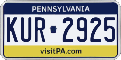 PA license plate KUR2925