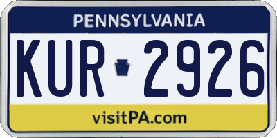 PA license plate KUR2926