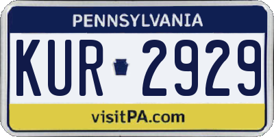 PA license plate KUR2929