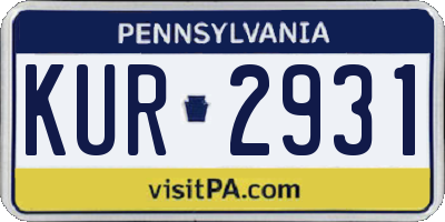 PA license plate KUR2931
