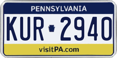 PA license plate KUR2940