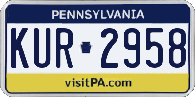 PA license plate KUR2958