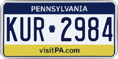 PA license plate KUR2984