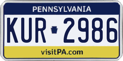 PA license plate KUR2986