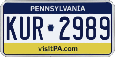 PA license plate KUR2989