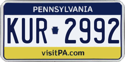 PA license plate KUR2992