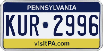 PA license plate KUR2996