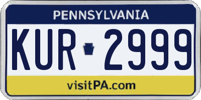 PA license plate KUR2999