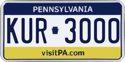 PA license plate KUR3000