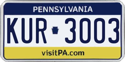 PA license plate KUR3003