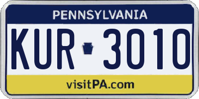 PA license plate KUR3010
