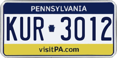 PA license plate KUR3012