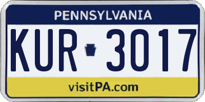 PA license plate KUR3017