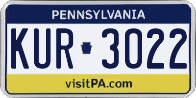 PA license plate KUR3022