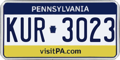 PA license plate KUR3023