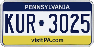 PA license plate KUR3025