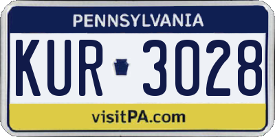 PA license plate KUR3028