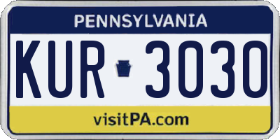PA license plate KUR3030
