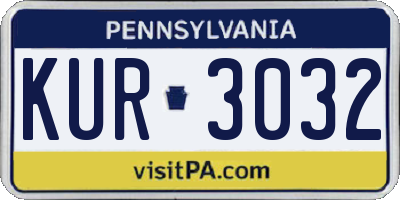PA license plate KUR3032