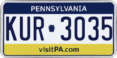 PA license plate KUR3035
