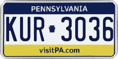 PA license plate KUR3036