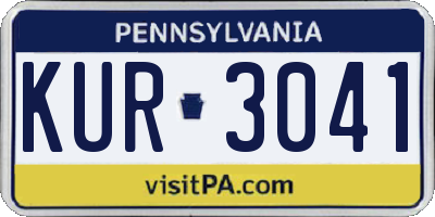 PA license plate KUR3041
