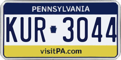 PA license plate KUR3044