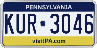 PA license plate KUR3046