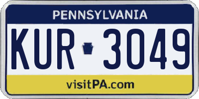 PA license plate KUR3049