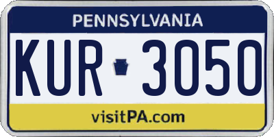 PA license plate KUR3050