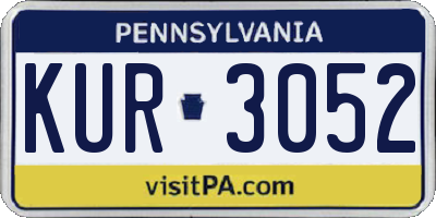 PA license plate KUR3052