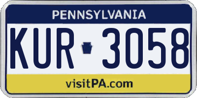 PA license plate KUR3058