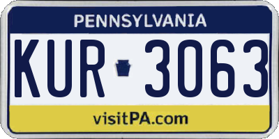 PA license plate KUR3063