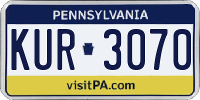 PA license plate KUR3070