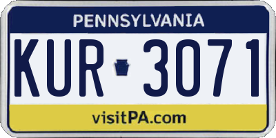 PA license plate KUR3071