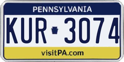 PA license plate KUR3074